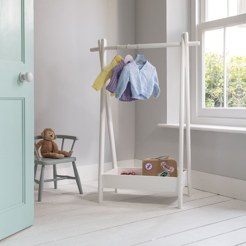 Childrens Standing Clothes Rack in White