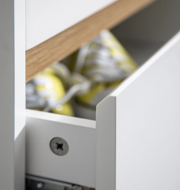 White 3 Drawer chest Table With Pine Legs