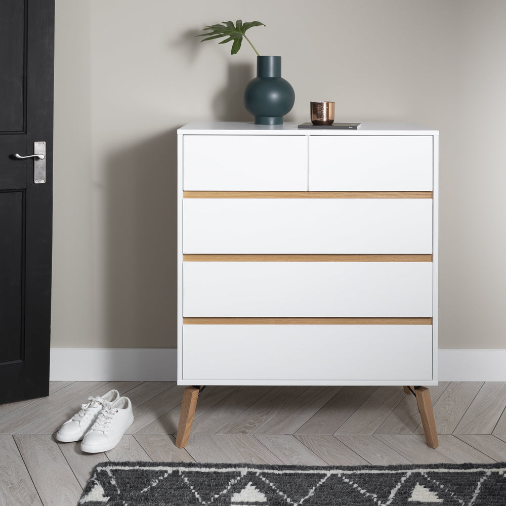 Chest of Drawers 2+3 Drawer in White