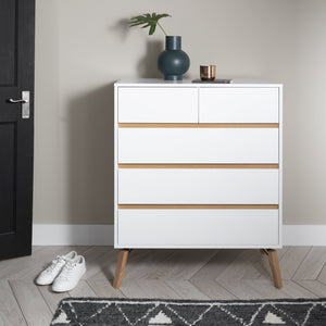 Chest of Drawers 2+3 Drawer in White