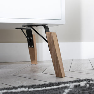 White Bedside Table With Pine Legs