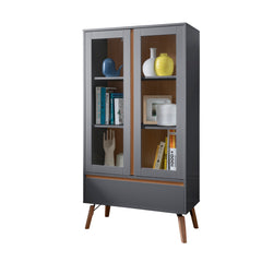 Modern Display Cabinet in Grey with Pine Legs