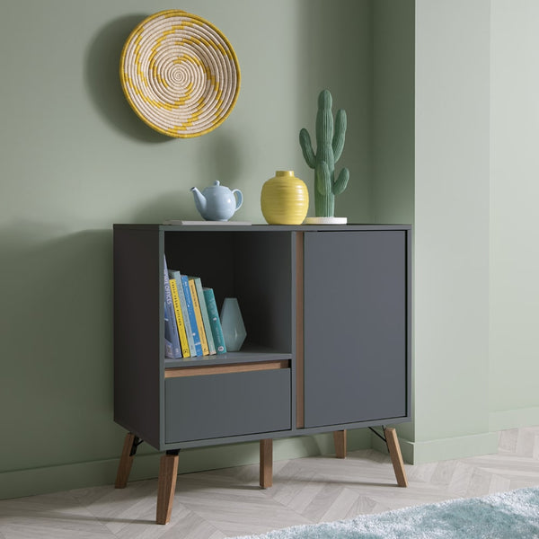 Grey Small Sideboard With Pine Legs