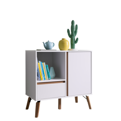 White Small Sideboard With Pine Legs