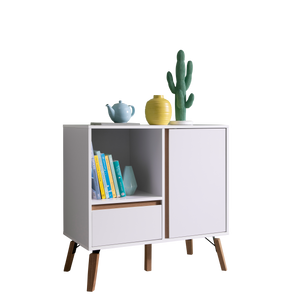 White Small Sideboard With Pine Legs