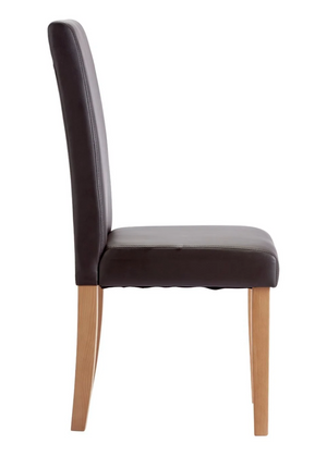 Chocolate dining chairs with wipe-clean faux leather seat pads