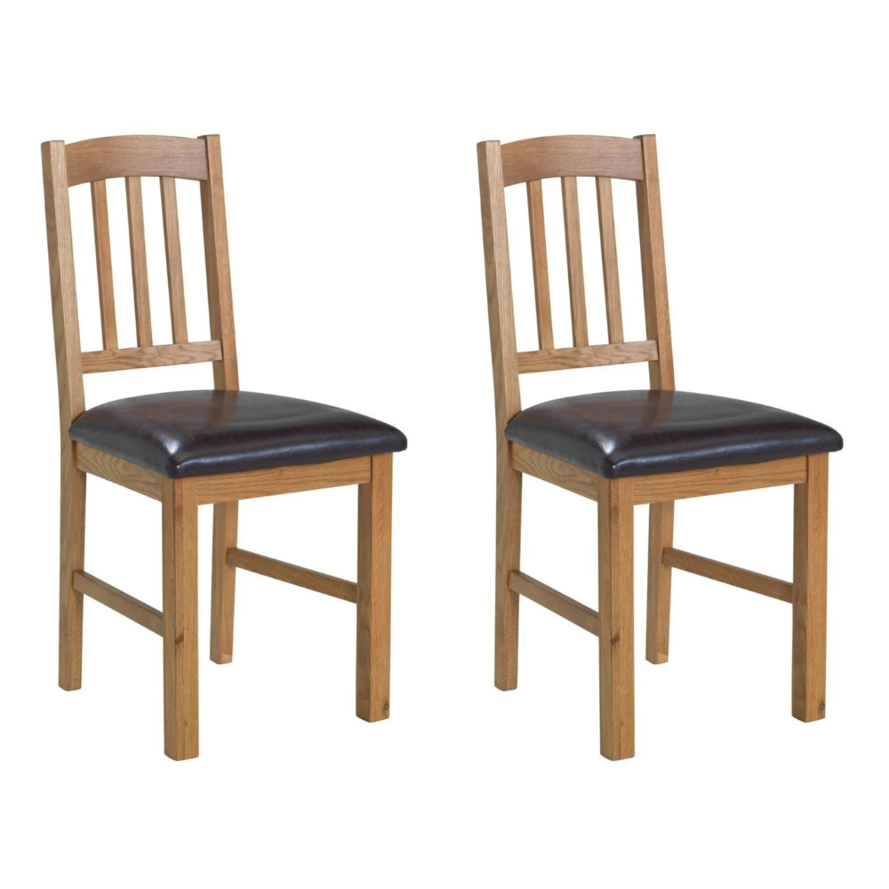 Pair of solid oak slat chairs 17643989