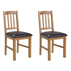 Pair of solid oak slat chairs 17643989