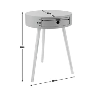 Habitat Otto 1 Drawer Round Bedside Table - Grey 17998720