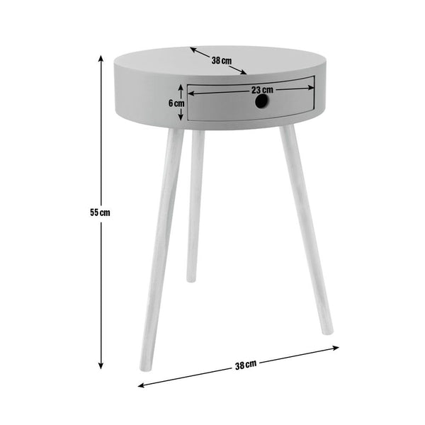 Habitat Otto 1 Drawer Round Bedside Table - Grey 17998720