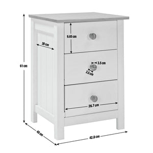 Scandinavia 3 Drawer Bedside Table - Pine & White 17911673