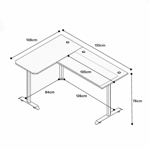 X Rocker Panther XL Reversible Corner Gaming Desk - Black 17511176