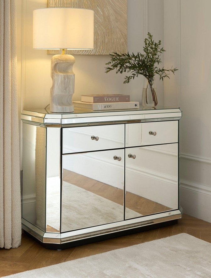 Plinth Mirrored Ready Assembled Compact Sideboard - FSC® Certified MDTCC