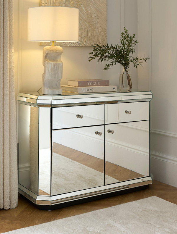 Plinth Mirrored Ready Assembled Compact Sideboard - FSC® Certified MDTCC