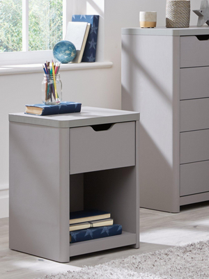 Aspen 1 Drawer Bedside Chest - Grey Oak Effect PGNN6