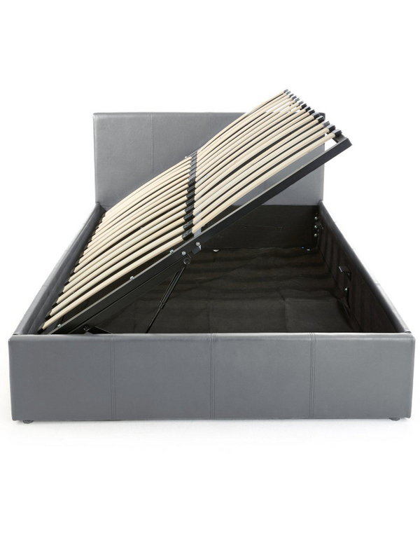 Marston Faux Leather Side Lift Up Storage Ottoman Small Double Bed - Grey - FSC® Certified WI3SH