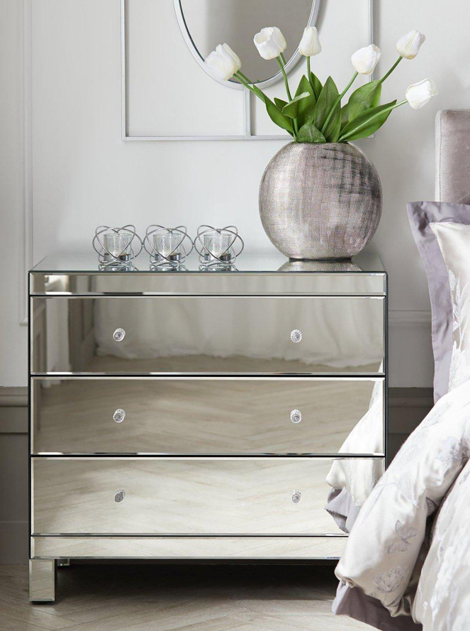 Parisian Ready Assembled Mirrored Wide 3 Drawer Chest - FSC® Certified 4AAE3