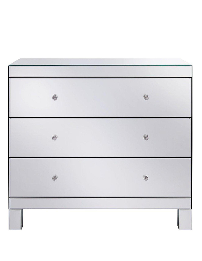 Parisian Ready Assembled Mirrored Wide 3 Drawer Chest - FSC® Certified 4AAE3