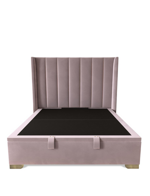 New Dakota Velvet End Lift Up Storage Ottoman Single Bed with Mattress Options - Antique Rose WTF6L