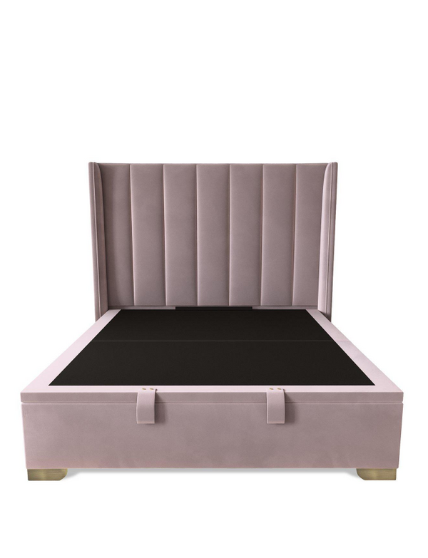 New Dakota Velvet End Lift Up Storage Ottoman Single Bed with Mattress Options - Antique Rose WTF6L