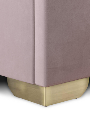 New Dakota Velvet End Lift Up Storage Ottoman Single Bed with Mattress Options - Antique Rose WTF6L