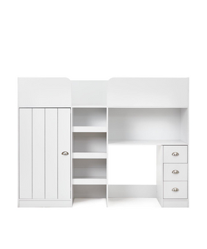 Atlanta High Sleeper with Desk, Drawers - White VJEII