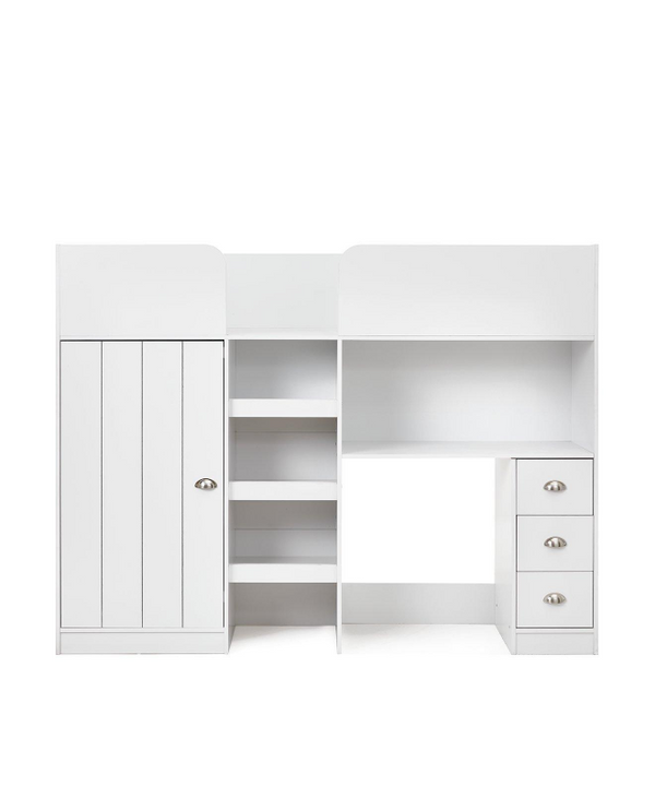 Atlanta High Sleeper with Desk, Drawers - White VJEII