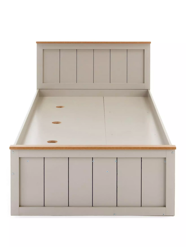 Atlanta Kids Single Bed with Drawer and Cupboard Storage plus Mattress Options - Light Grey/Oak W8BDG