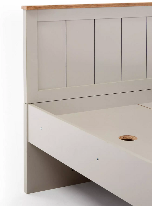 Atlanta Kids Single Bed with Drawer and Cupboard Storage plus Mattress Options - Light Grey/Oak W8BDG