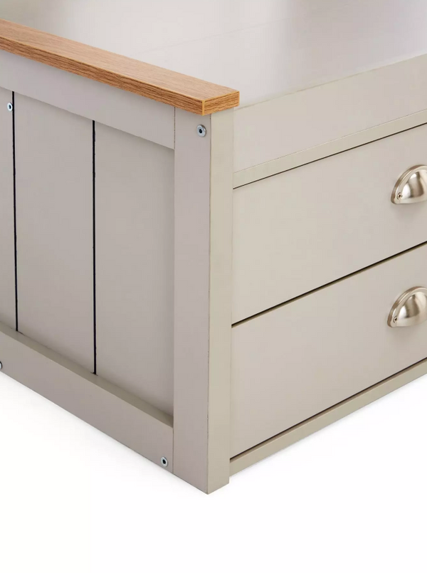 Atlanta Kids Single Bed with Drawer and Cupboard Storage plus Mattress Options - Light Grey/Oak W8BDG