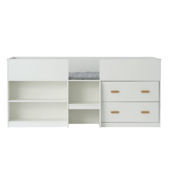 Cabin Bed Captains Low Bed with Storage in Classic White - Kalle