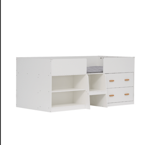Cabin Bed Captains Low Bed with Storage in Classic White - Kalle