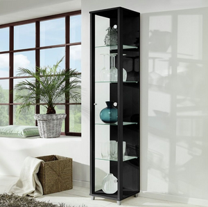 4 Shelf 1 Door Display Cabinet - Black 11999440