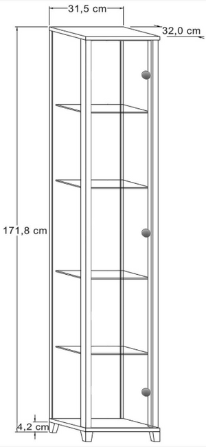 4 Shelf 1 Door Display Cabinet - Black 11999440