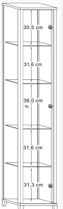 4 Shelf 1 Door Display Cabinet - Black 11999440