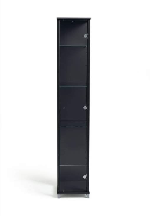 4 Shelf 1 Door Display Cabinet - Black 11999440