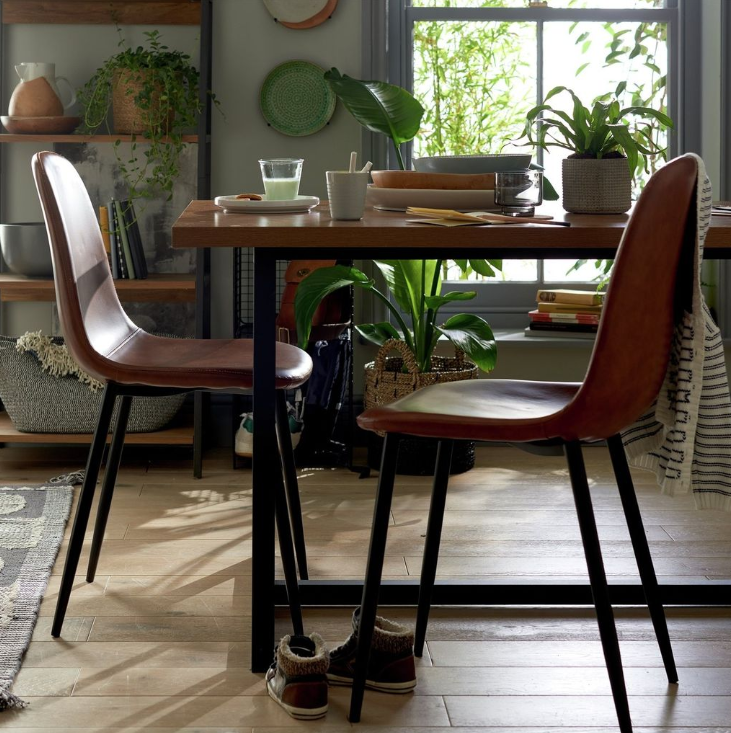Habitat Beni Pair of Faux Leather Dining Chairs - Tan 14372617