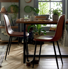 Habitat Beni Pair of Faux Leather Dining Chairs - Tan 14372617