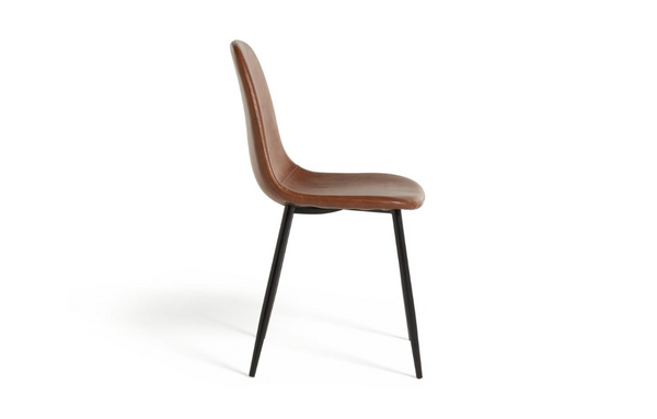 Habitat Beni Pair of Faux Leather Dining Chairs - Tan 14372617