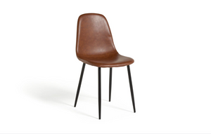 Habitat Beni Pair of Faux Leather Dining Chairs - Tan 14372617