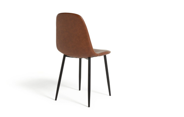 Habitat Beni Pair of Faux Leather Dining Chairs - Tan 14372617