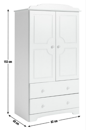 Nordic 2 Door 2 Drawer Wardrobe - White 14656670