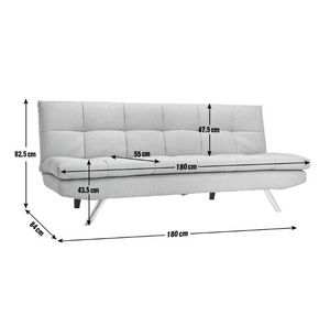 Nolan Fabric 3 Seater Clic Clac Sofa Bed-Grey 17233227