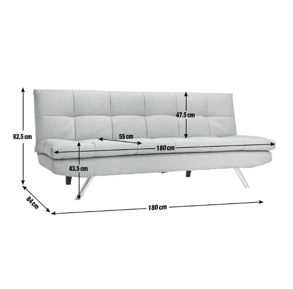 Nolan Fabric 3 Seater Clic Clac Sofa Bed-Grey 17233227