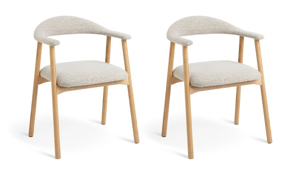 Habitat Lex Pair of Fabric Dining Chairs - Natural 17316168