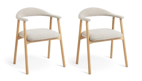 Habitat Lex Pair of Fabric Dining Chairs - Natural 17316168