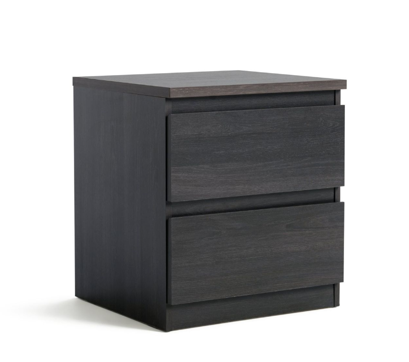 Jenson 2 Drawer Bedside Table - Black Oak Effect 17570186