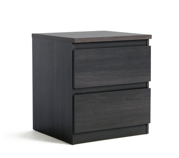 Jenson 2 Drawer Bedside Table - Black Oak Effect 17570186