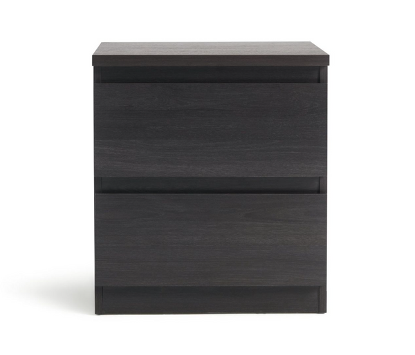 Jenson 2 Drawer Bedside Table - Black Oak Effect 17570186