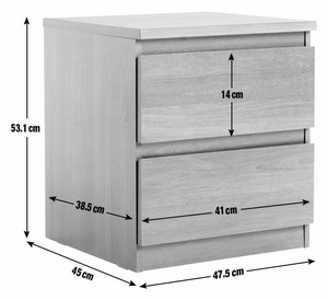 Jenson 2 Drawer Bedside Table - Black Oak Effect 17570186